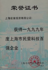 宏泉集团 2000.4 1999年度 上海市民营科技百强