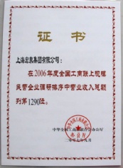 2007.9 宏泉集团 2006年度 营业收入总额1290位