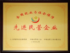 宏泉集团 2009.12 全国就业与社会保障先进民营企业