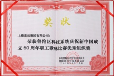 宏泉集团 2009.9.19 普陀区科技系统庆祝新中国成立60周年职工歌会 优秀组织奖