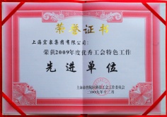 宏泉集团 2009.12 2009年度优秀工会特色工作 先进单位
