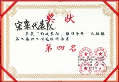 2018.5.24 宏泉集团 长征镇第二届职工羽毛球团体赛第四名