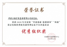 2020.12 宏泉集团 2020年长征镇“革故鼎新 稳根固基”“两新”基层党组织普陀党建管理信息平台评选活动 优秀组织奖