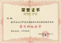 2021.3.1 刘皓 2020年度长征镇职工职业素养提升活动学习积极分子